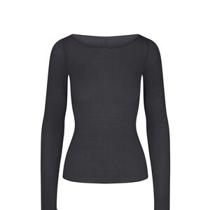 Skims Sheer Modal Long Sleeve Boatneck Top